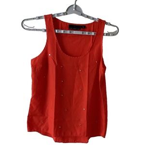 Attention Womenorange Sleeveless Blouse With Silver Triangles  Size Medium‎